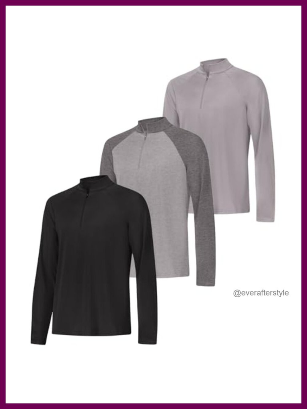Quarter-Zip Pullover 3-Pack Long Sleeve Moisture Wicking Active Shirt